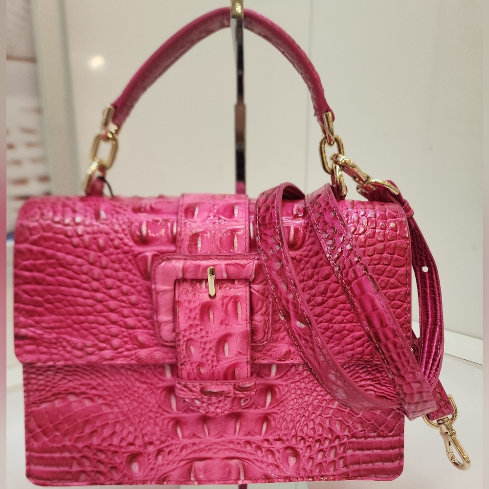 Brahmin Fuchsia Small Hallie  Satchel